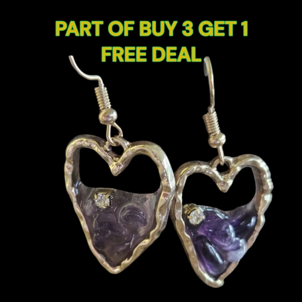 💜Purple Irregular Shaped Heart Earrings - NWOT